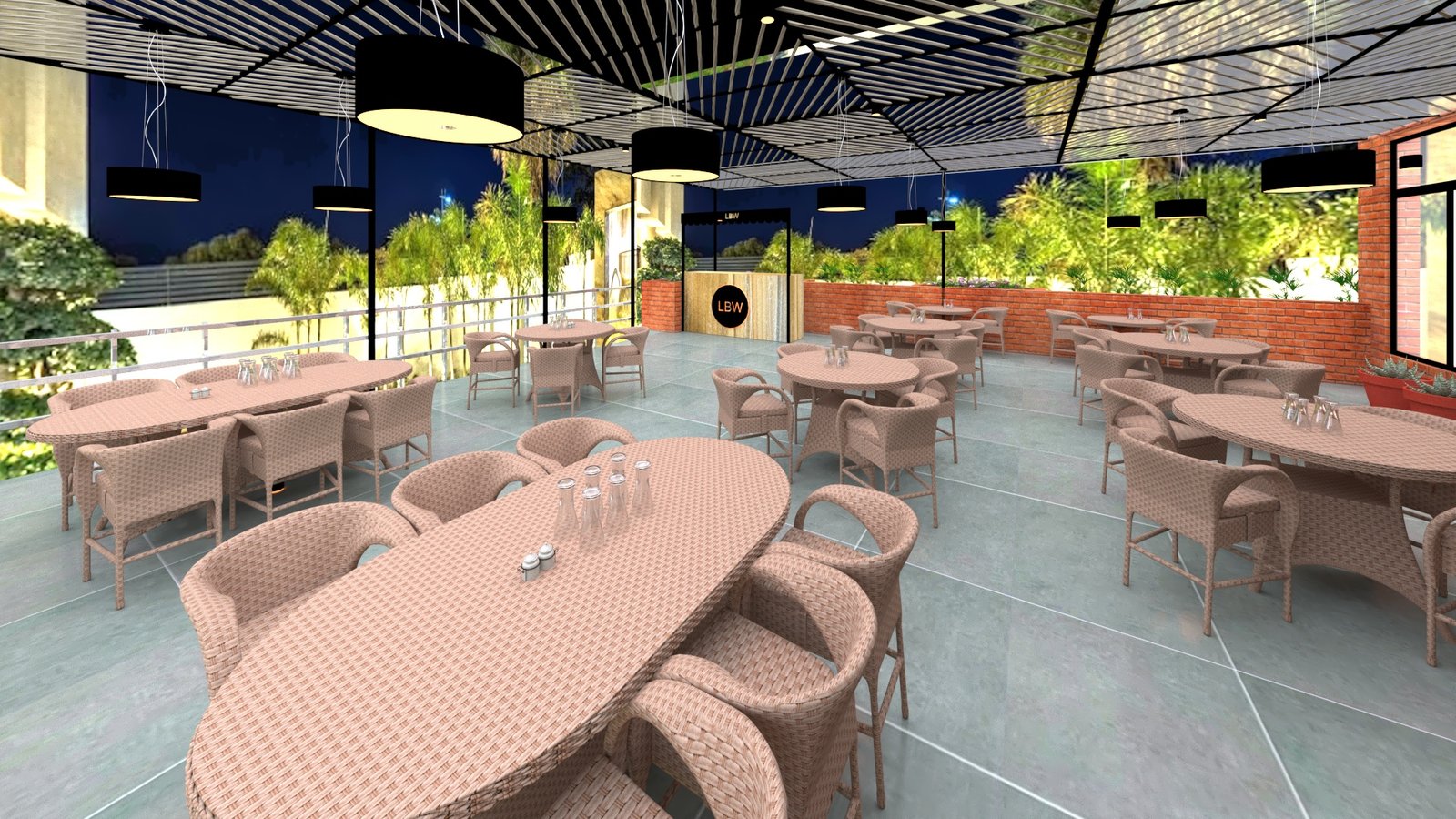 Rooftop restaurant terrace interior design